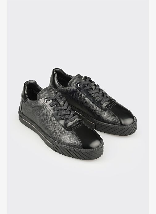 Siyah Deri Erkek Spor Ayakkabı - Görsel 3
