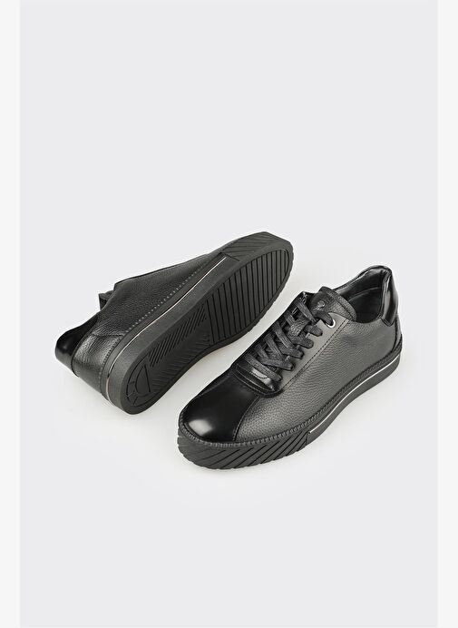 Siyah Deri Erkek Spor Ayakkabı - Görsel 4