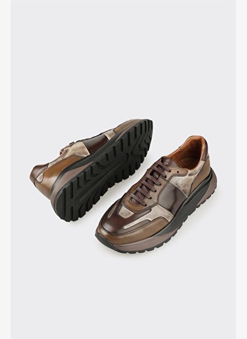 Kahve Deri Erkek Spor Ayakkabı - Görsel 4