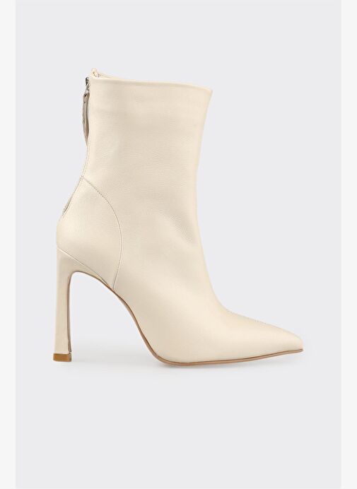 Bej Deri Kadın Klasik Bot - Görsel 2