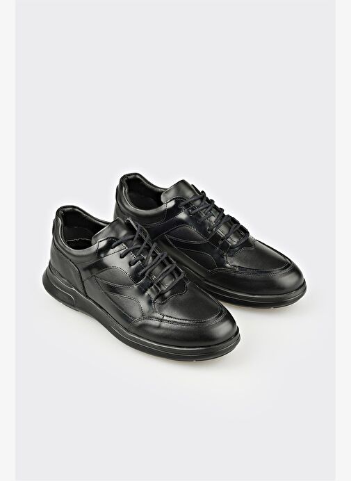 Siyah Deri Erkek Günlük Ayakkabı - Görsel 3