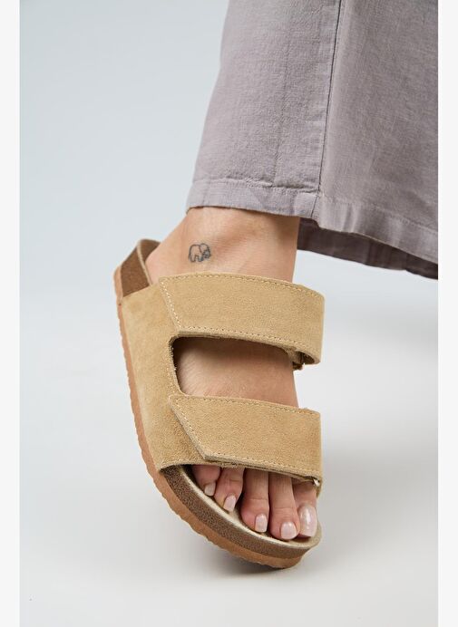 Manijero Bej Kadın Süet Terlik MNJ.009.05 - Görsel 2