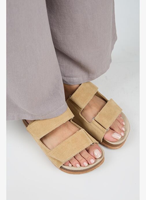 Manijero Bej Kadın Süet Terlik MNJ.009.05 - Görsel 4