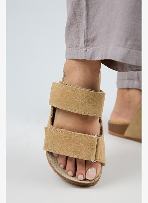 Manijero Bej Kadın Süet Terlik MNJ.009.05 - Görsel 6