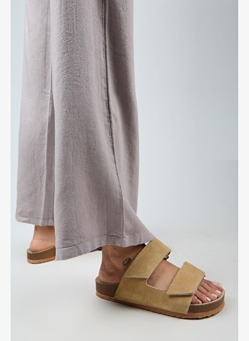 Manijero Bej Kadın Süet Terlik MNJ.009.05 - Görsel 7