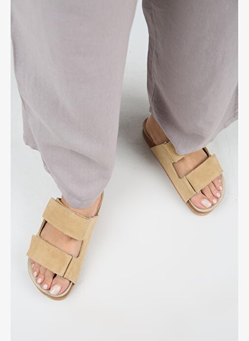 Manijero Bej Kadın Süet Terlik MNJ.009.05 - Görsel 8