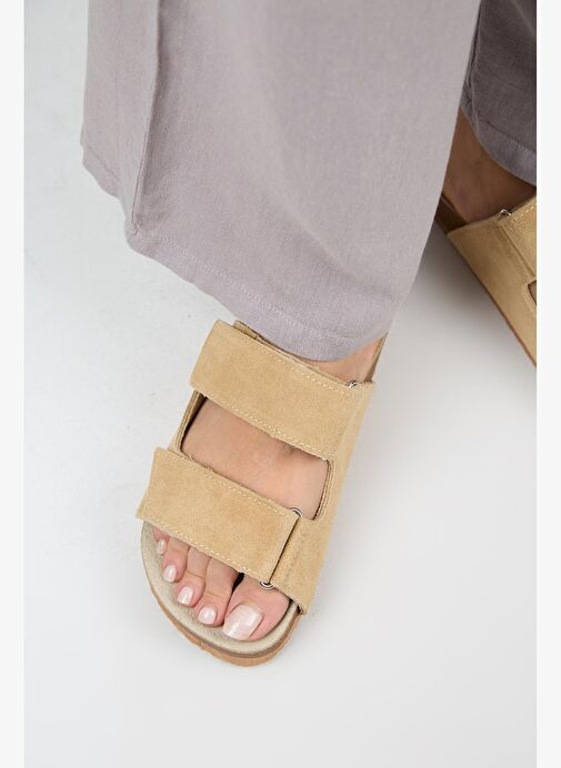 Manijero Bej Kadın Süet Terlik MNJ.009.05 - Görsel 9