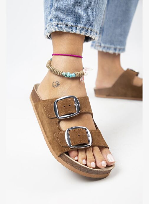 Manijero Taba Kadın Süet Terlik MNJ.010.13 - Görsel 2