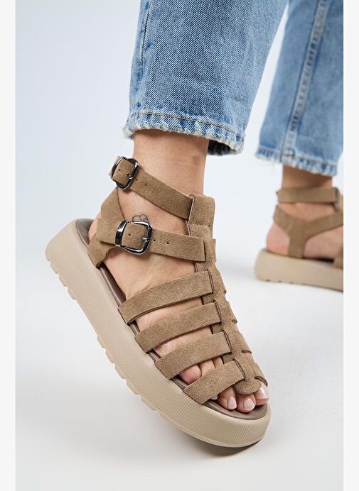 Manijero Vizon Kadın Süet Sandalet MNJ.036.01 - Görsel 2