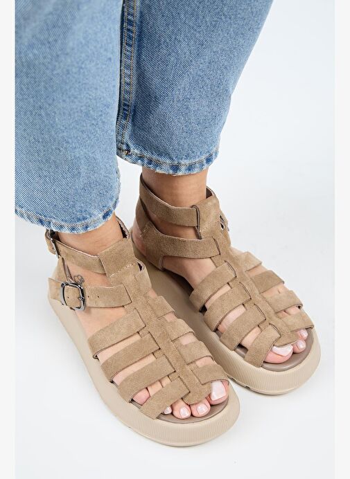 Manijero Vizon Kadın Süet Sandalet MNJ.036.01 - Görsel 4