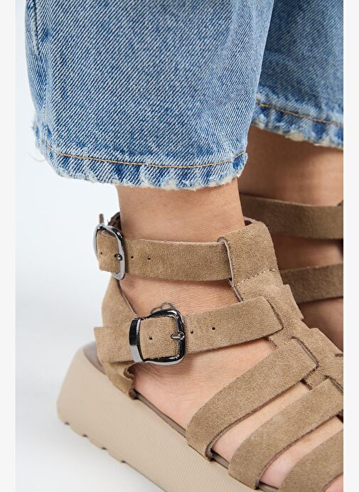 Manijero Vizon Kadın Süet Sandalet MNJ.036.01 - Görsel 5