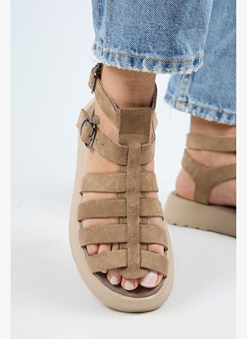 Manijero Vizon Kadın Süet Sandalet MNJ.036.01 - Görsel 6