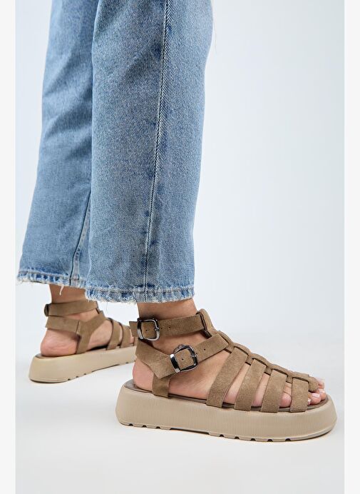 Manijero Vizon Kadın Süet Sandalet MNJ.036.01 - Görsel 7