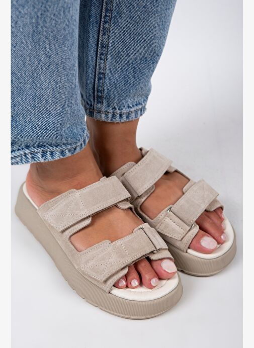 Manijero Bej Kadın Süet Terlik MNJ.082.06 - Görsel 4