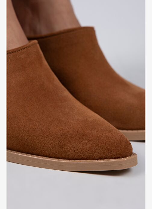 Manijero Stella Kadın Hakiki Deri Western Taba - Süet Terlik - Görsel 5