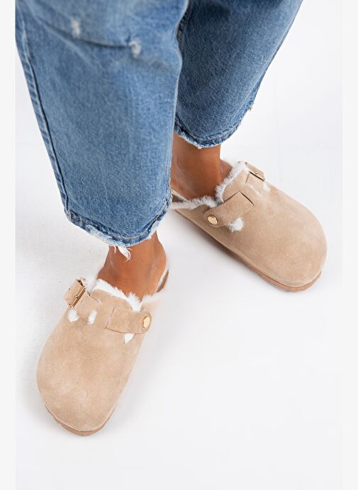 Manijero Kum Süet Kadın Süet - Kürklü Terlik MNJ.098.05 - Görsel 2