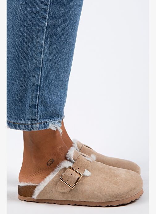 Manijero Kum Süet Kadın Süet - Kürklü Terlik MNJ.098.05 - Görsel 3