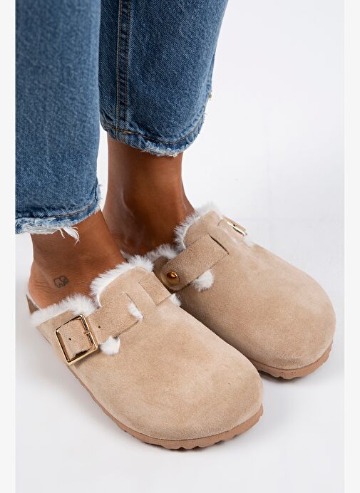 Manijero Kum Süet Kadın Süet - Kürklü Terlik MNJ.098.05 - Görsel 4