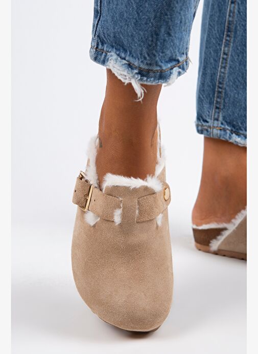 Manijero Kum Süet Kadın Süet - Kürklü Terlik MNJ.098.05 - Görsel 7