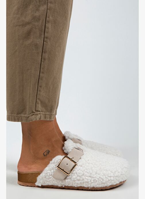 Manijero Beyaz-Bej Kadın Terlik MNJ.101.03 - Görsel 3