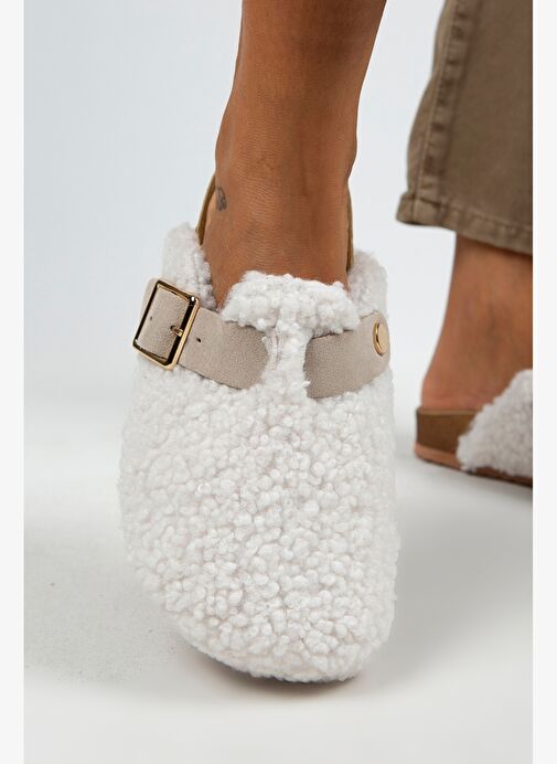 Manijero Beyaz-Bej Kadın Terlik MNJ.101.03 - Görsel 6