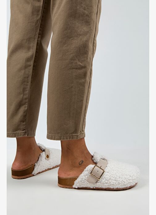 Manijero Beyaz-Bej Kadın Terlik MNJ.101.03 - Görsel 7