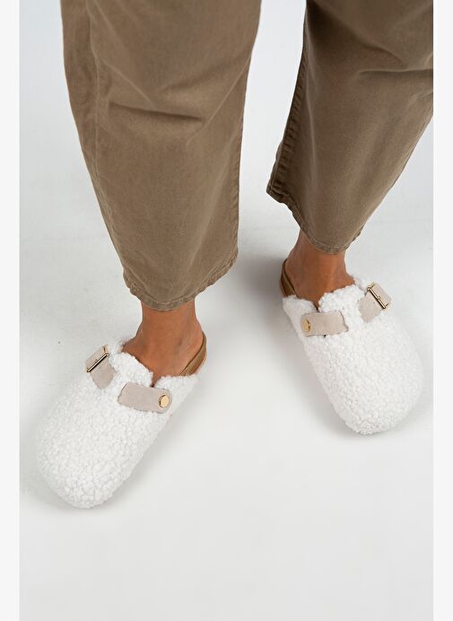 Manijero Beyaz-Bej Kadın Terlik MNJ.101.03 - Görsel 8