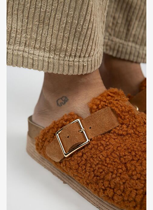 Manijero Taba Kadın Deri - Kürklü Terlik MNJ.105.09 - Görsel 4