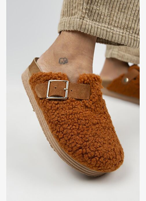 Manijero Taba Kadın Deri - Kürklü Terlik MNJ.105.09 - Görsel 5