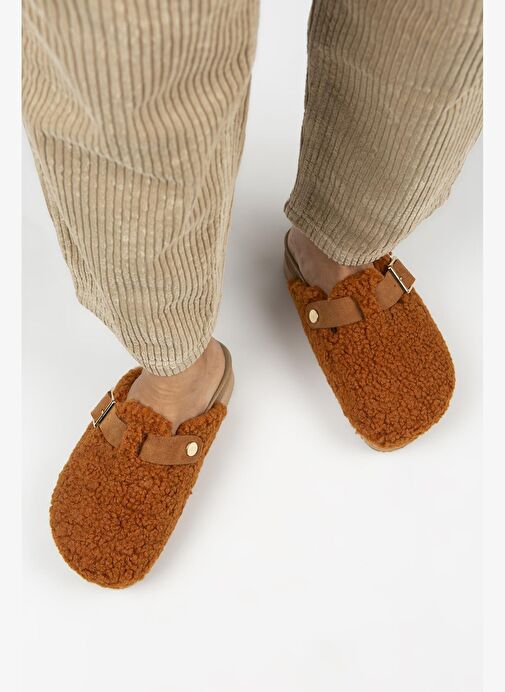 Manijero Taba Kadın Deri - Kürklü Terlik MNJ.105.09 - Görsel 8