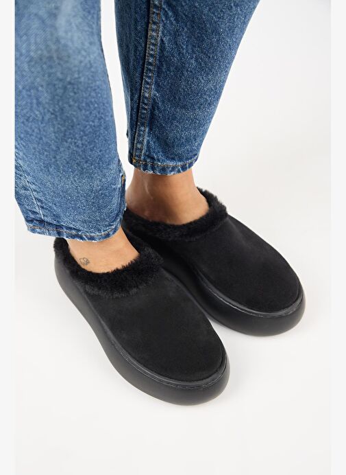 Manijero Siyah Kadın Deri Terlik MNJ.110.03 - Görsel 3