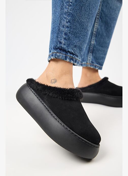 Manijero Siyah Kadın Deri Terlik MNJ.110.03 - Görsel 5