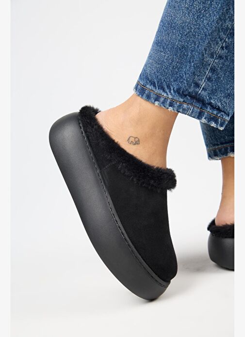 Manijero Siyah Kadın Deri Terlik MNJ.110.03 - Görsel 6