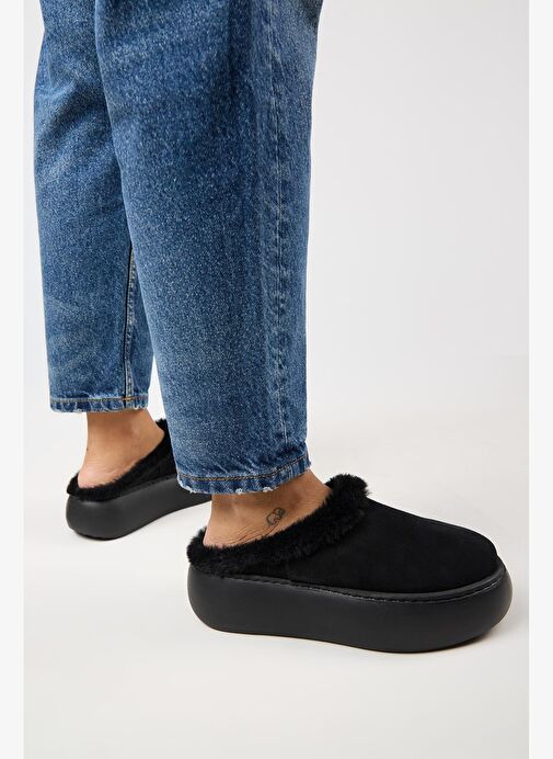 Manijero Siyah Kadın Deri Terlik MNJ.110.03 - Görsel 7