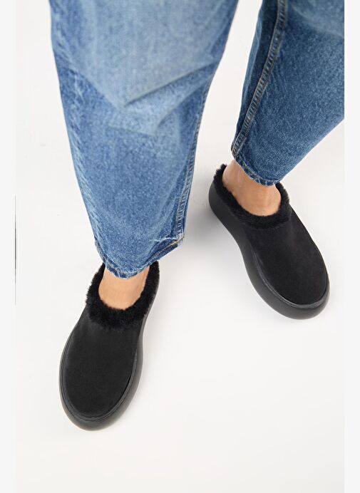 Manijero Siyah Kadın Deri Terlik MNJ.110.03 - Görsel 8