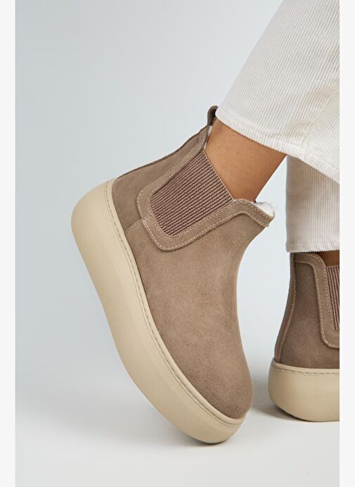 Manijero Ove Kadın Hakiki Deri Lastikli İçi Kürklü Vizon Bot - Görsel 2