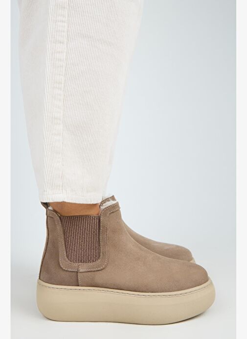 Manijero Ove Kadın Hakiki Deri Lastikli İçi Kürklü Vizon Bot - Görsel 3