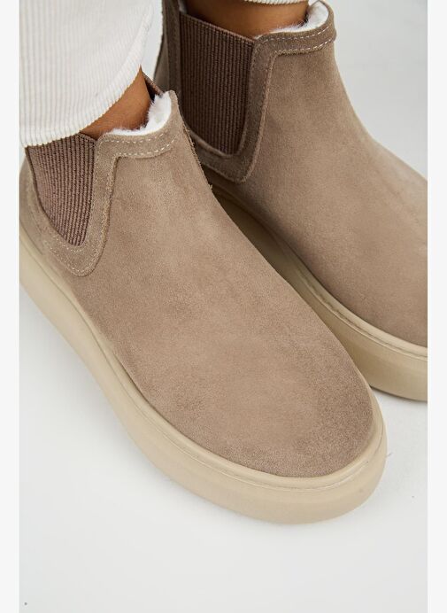 Manijero Ove Kadın Hakiki Deri Lastikli İçi Kürklü Vizon Bot - Görsel 5