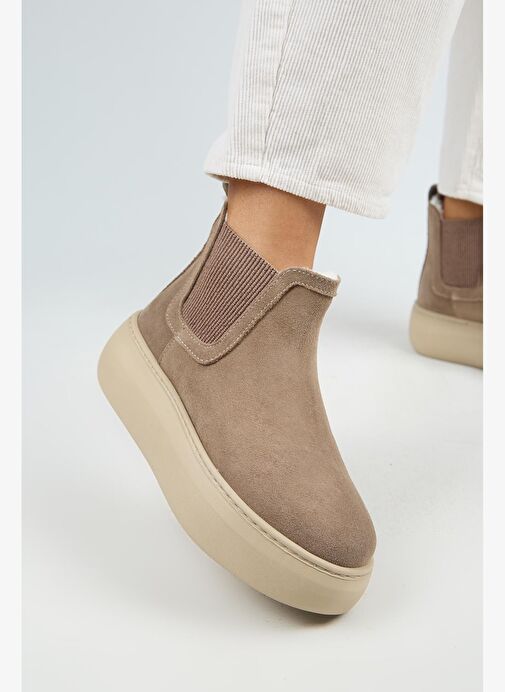 Manijero Ove Kadın Hakiki Deri Lastikli İçi Kürklü Vizon Bot - Görsel 6