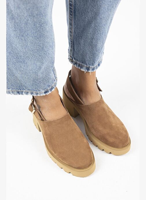 Manijero Carleen Kadın Hakiki Deri Sabo Kemerli Taba Sandalet - Görsel 6