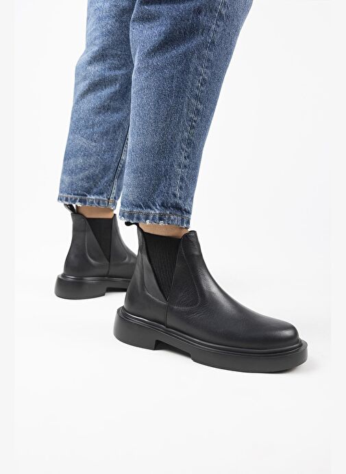 Manijero Annabel Kadın Hakiki Deri Lastikli Siyah Bot - Görsel 7
