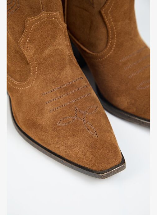 Manijero Aleyna Kadın Hakiki Deri Western Taba Bot - Görsel 4