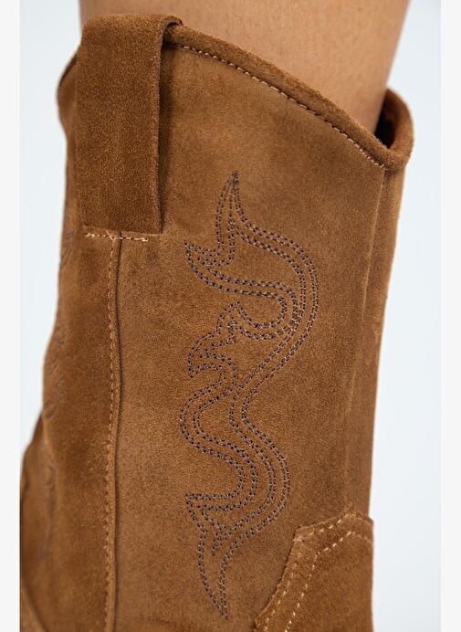 Manijero Aleyna Kadın Hakiki Deri Western Taba Bot - Görsel 9