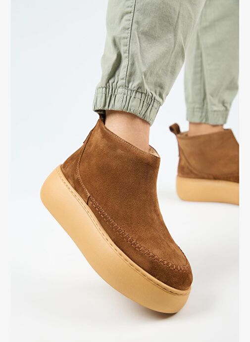 Manijero (Carolina) Kadın Hakiki Deri İçi Kürklü Mini Taba Bot - Görsel 5