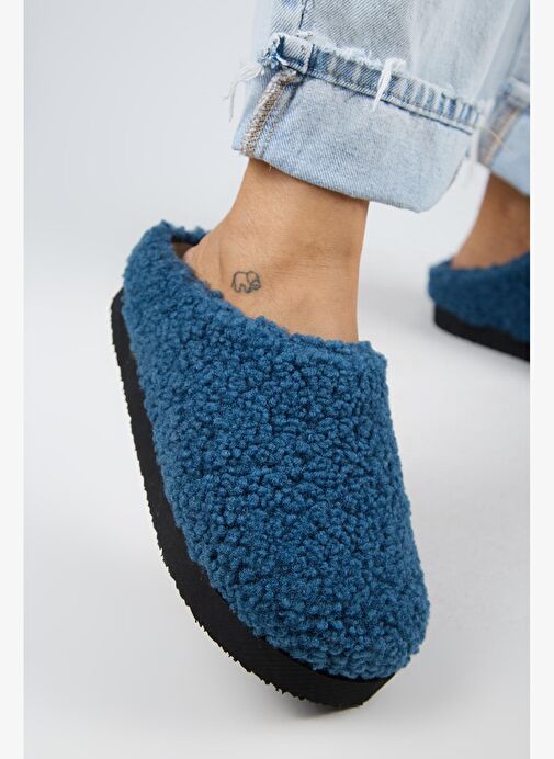 Manijero (Orlina) Kadın Tedy Sabo Platform Gece Mavisi Terlik - Görsel 5