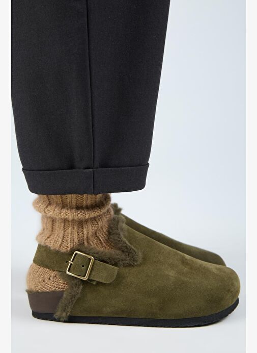 Manijero Haki Kadın Deri Sandalet MNJ.181.08 - Görsel 2