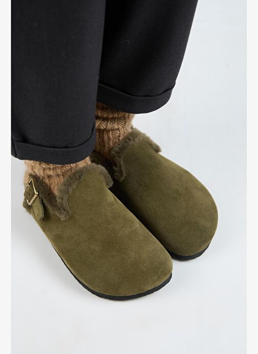 Manijero Haki Kadın Deri Sandalet MNJ.181.08 - Görsel 3