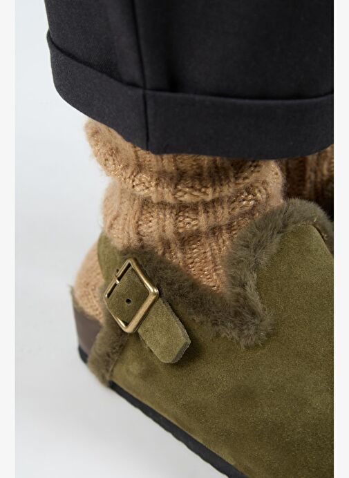 Manijero Haki Kadın Deri Sandalet MNJ.181.08 - Görsel 4