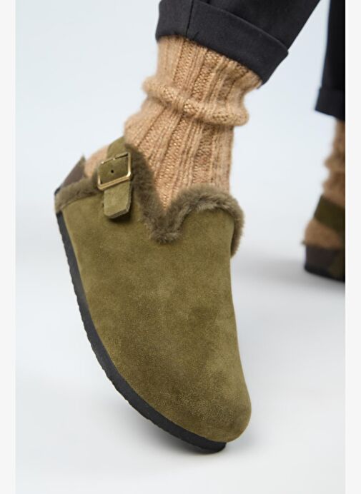 Manijero Haki Kadın Deri Sandalet MNJ.181.08 - Görsel 5