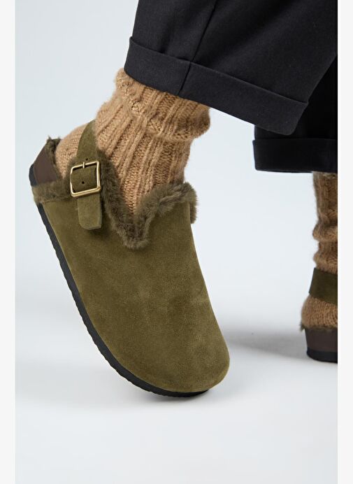 Manijero Haki Kadın Deri Sandalet MNJ.181.08 - Görsel 6